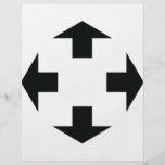 icono negro de cuatro flechas tarjeta publicitaria