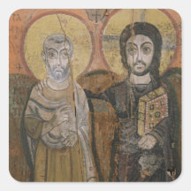 Icono que representa a Abbott Mena con Cristo Calcomanías Cuadradas Personalizadas