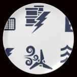 Iconos del poder y de la energía platos