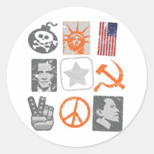 Iconos históricos del antiobama divertido etiquetas redondas