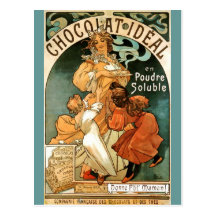 Ideal de Alfonso (Alfonso) Mucha Chocolat Tarjeta Postal