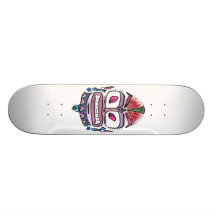 Ídolo malvado - caricatura tribal de la acuarela tablas de skate