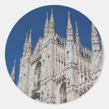 Iglesia gótica de la catedral de Milano de los di  Etiqueta Redonda