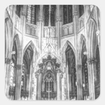 Iglesia gótica del vampiro romántico oscuro del vi calcomanías cuadradass