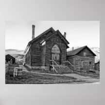 IGLESIA METODISTA en el PUEBLO FANTASMA de BANNACK Posters