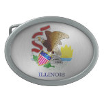 Illinois cepilló la bandera del metal hebillas de cinturon ovales
