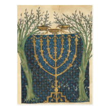 Iluminación de un menorah, de tarjeta postal