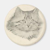 Ilustraciones grises del bosquejo del gato imán de nevera