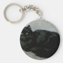 Ilustraciones negras de Housecat del persa Llavero Personalizado