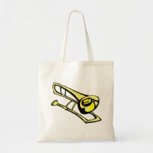 imagen amarilla estilizada del gráfico del trombon bolsas de mano