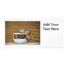 Imagen del Chipmunk con la taza de café de Latte Tarjetas Personales Con Fotos