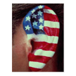 Imagen del oído, bandera americana pintada tarjeta postal