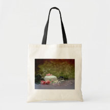 Imagen del pastel de bodas y de flores bolsas
