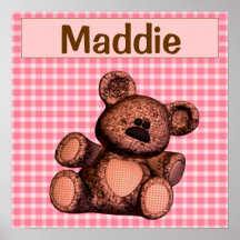 Imagen personalizada del cuarto de niños del oso d poster