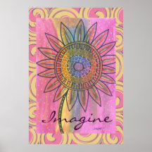 Imagínese el poster de la flor del teñido anudado 
