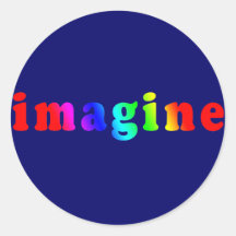 Imagínese en letras del color del arco iris etiqueta