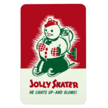 Imán alegre del patinador del navidad del vintage