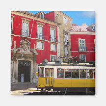 Imán amarillo de la tranvía de Lisboa