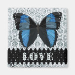 Imán azul del arte del amor de la mariposa de Boho