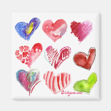 Imán de 9 corazones de la tarjeta del día de San V