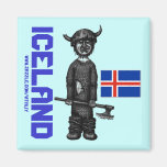 Imán de Islandia con vikingo divertido