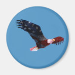 Imán de la bandera americana de Eagle calvo