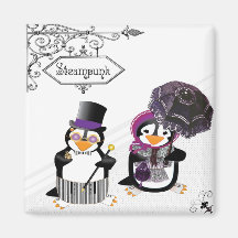 Imán de los pingüinos de Steampunk