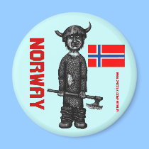 Imán de Noruega con vikingo divertido imanes