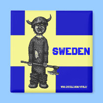 Imán de Suecia con vikingo divertido imanes