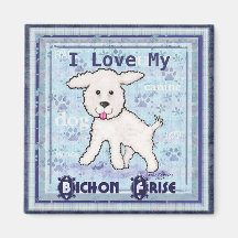 Imán del arte del perro de perrito de Bichon Frise