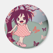 Imán del chica de Manga del animado de Chibi del j
