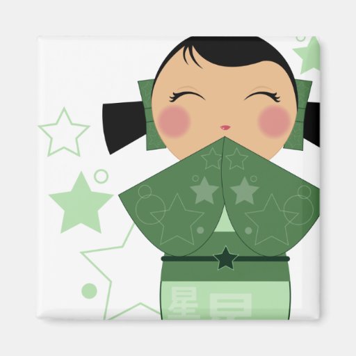 Imán del cuadrado de la estrella de Kokeshi