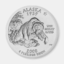 Imán del cuarto del estado de Alaska