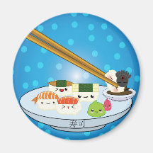 Imán del disco del sushi de Kawaii