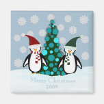 Imán del navidad de la familia del pingüino del dí