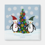 Imán del navidad de la familia del pingüino del dí