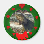Imán del navidad de la iguana de Bahama