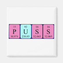 Imán del nombre de la tabla periódica del Puss
