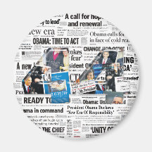 Imán del periódico de Obama 44 con el fondo del tí