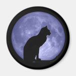 Imán del refrigerador de la luna azul del gato neg