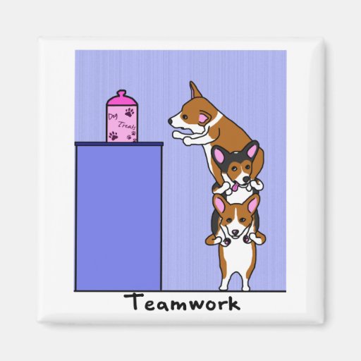 Imán del trabajo en equipo del Corgi