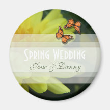 Imán floral amarillo del boda de la primavera