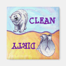 Imán limpio/sucio del oso polar lindo del lavaplat