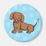 Imán redondo del Dachshund lindo del dibujo animad