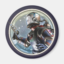 Imán redondo del hombre retro del espacio