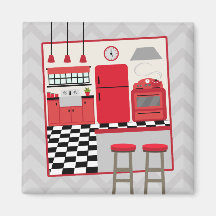 Imán retro rojo de la cocina