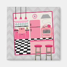 Imán retro rosado de la cocina
