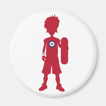 Imán rojo de la silueta del skater