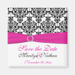Imán rosado, blanco, y negro del favor del boda de