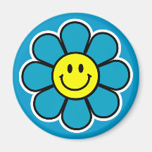 Imán sonriente de la flor (azul)